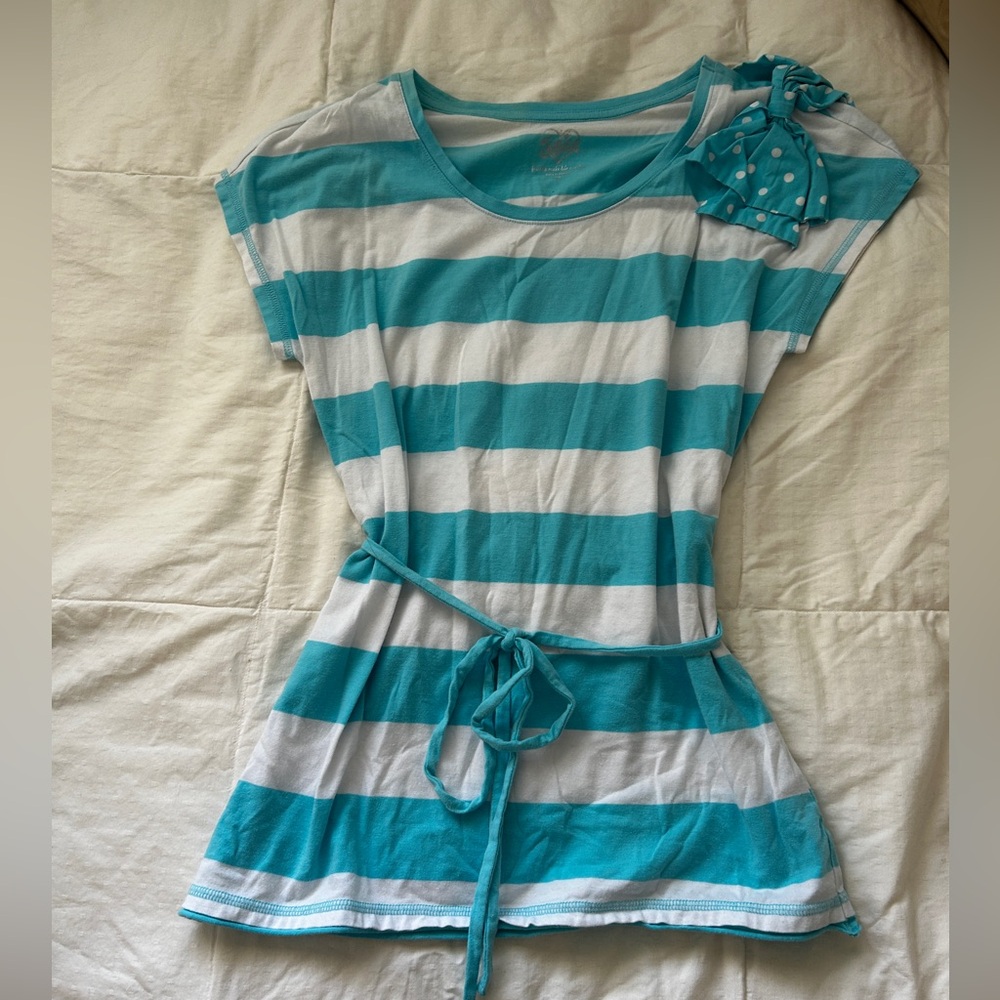 Justice teal and white tie waist tunic